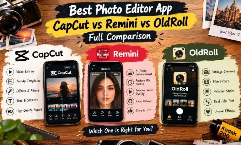 Best Photo Editor App – CapCut vs Remini vs OldRoll (Full Comparison)